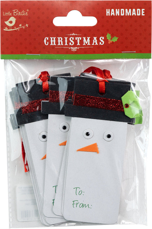 Little Birdie Christmas Gift Tag 10/Pkg-Snowman